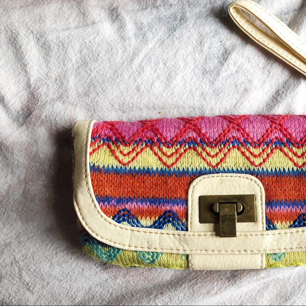 Cream, Faux Leather, Bright, Boho, Colorful Wallet